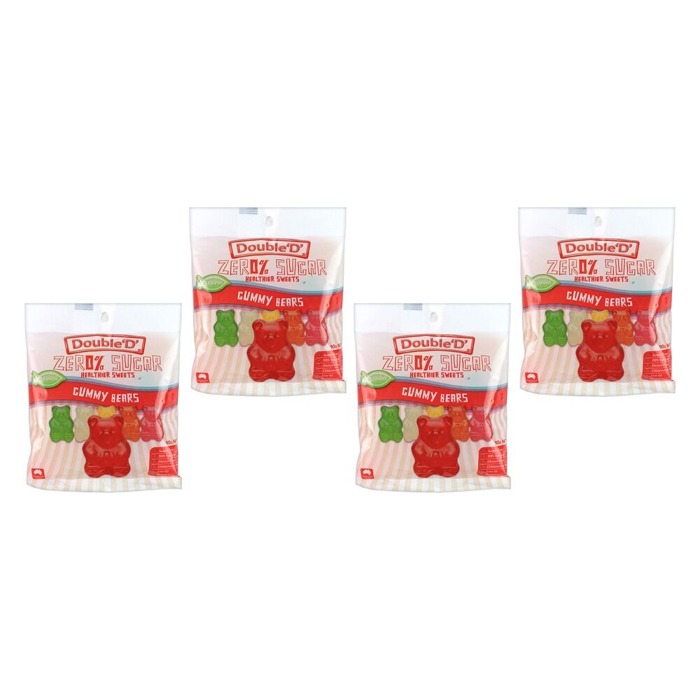 Double D Sugar Free Gummy Bears 90g x 12 Bundle of 4