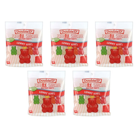 Double D Sugar Free Gummy Bears 90g x 12 Bundle of 5