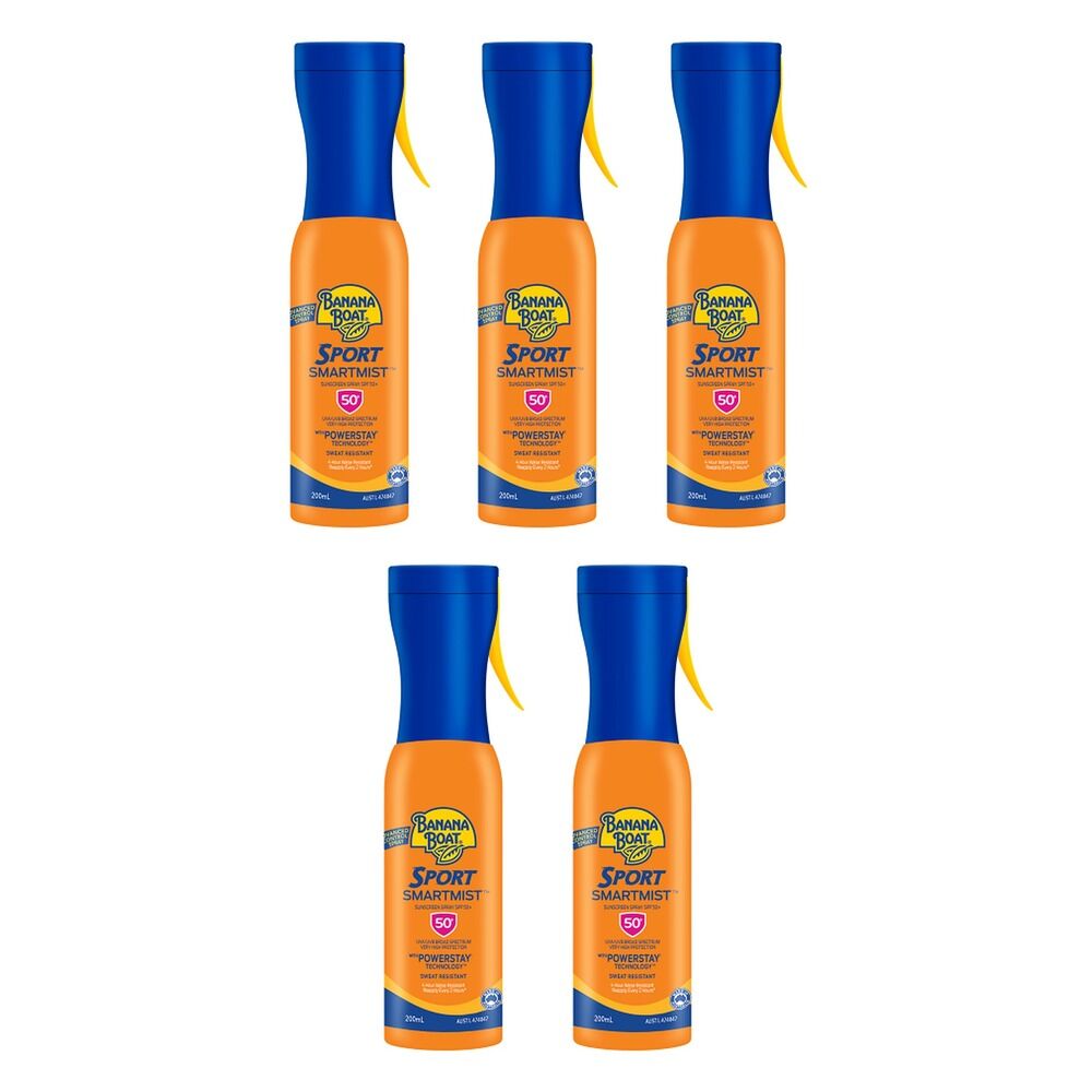 Banana Boat Sport SmartMist Sunscreen Spray SPF50+ 200mL Pack of 5