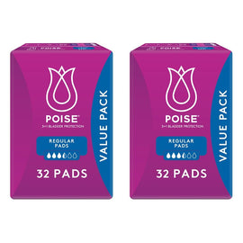Poise Pads for Bladder Leaks Regular 32 Pack x 3 Bundle of 2