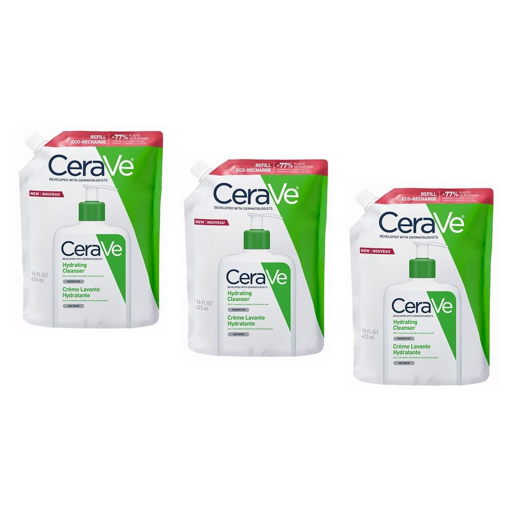 CeraVe Hydrating Cleanser Eco-Recharge Refill 473mL Pack of 3