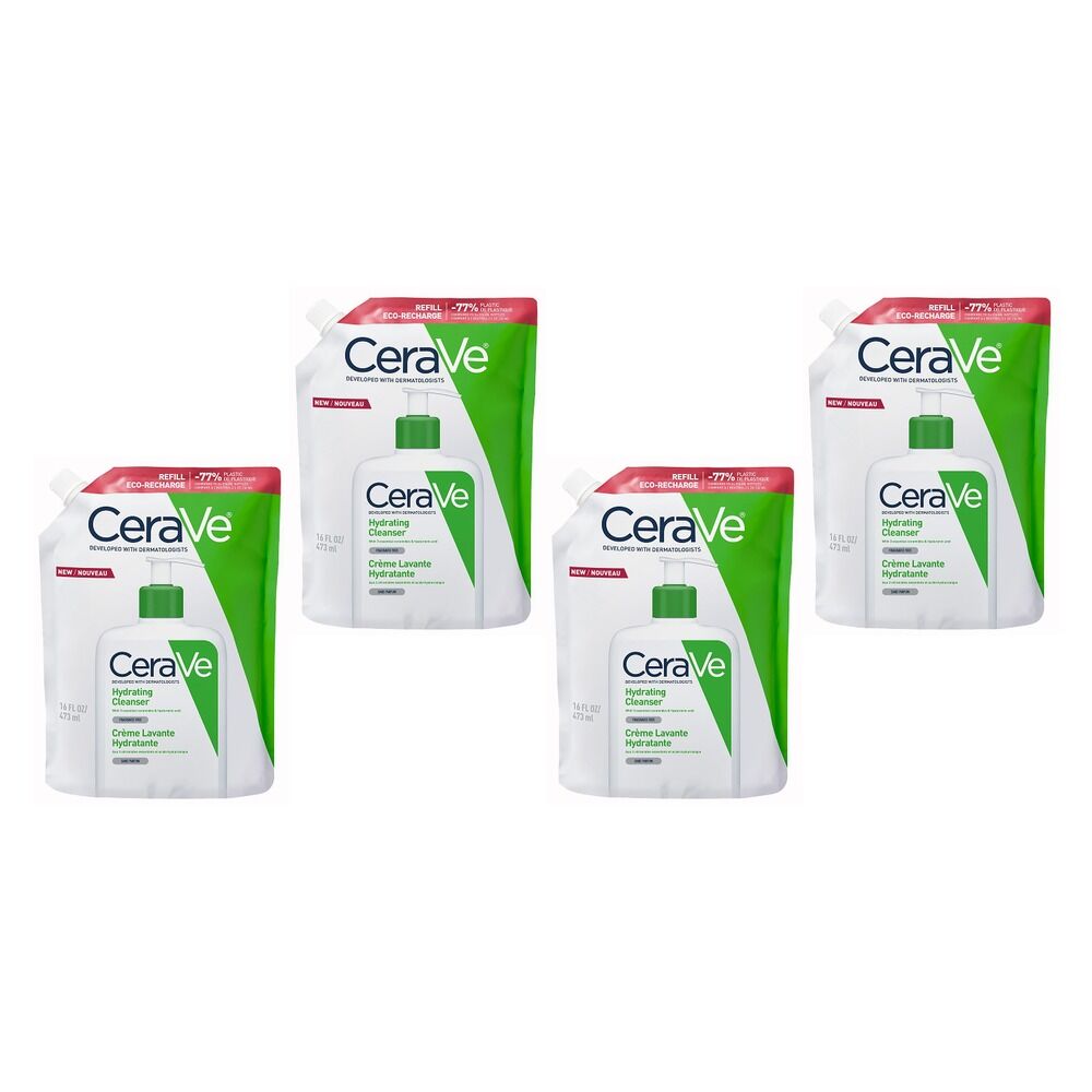 CeraVe Hydrating Cleanser Eco-Recharge Refill 473mL Pack of 4