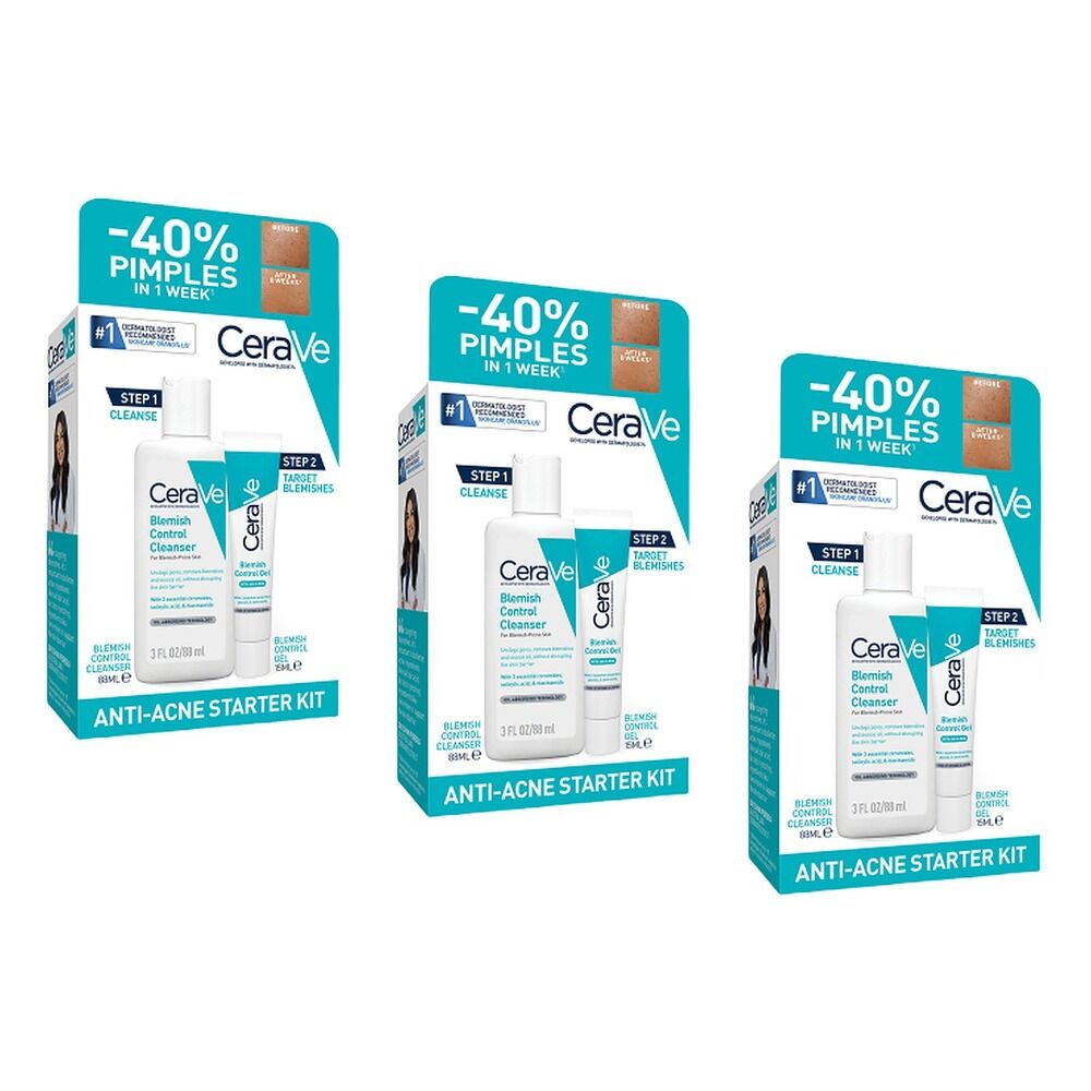 CeraVe Anti-Acne Starter Kit 2 Piece Set Pack of 3