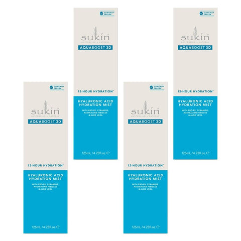Sukin AquaBoost 3D Hyaluronic Acid Hydration Mist 125mL Pack of 4