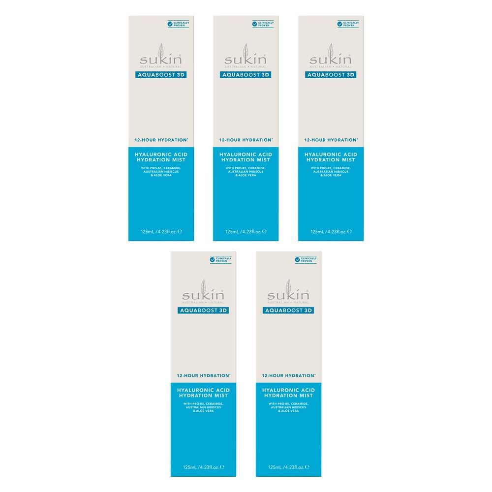 Sukin AquaBoost 3D Hyaluronic Acid Hydration Mist 125mL Pack of 5