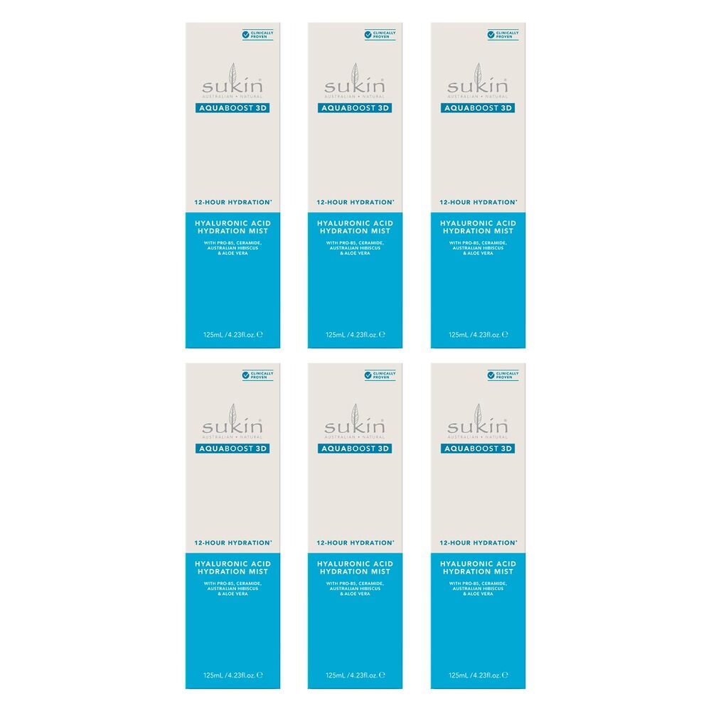 Sukin AquaBoost 3D Hyaluronic Acid Hydration Mist 125mL Pack of 6