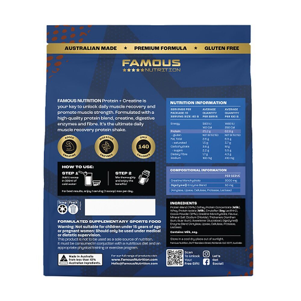 Famous Nutrition Protein and Creatine Chocolate Milkshake 400g