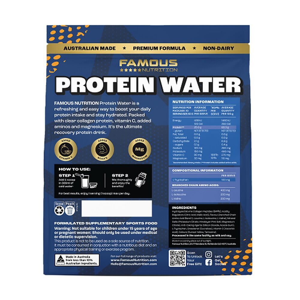 Famous Nutrition Collagen Protein Water Orange & Mango 300g