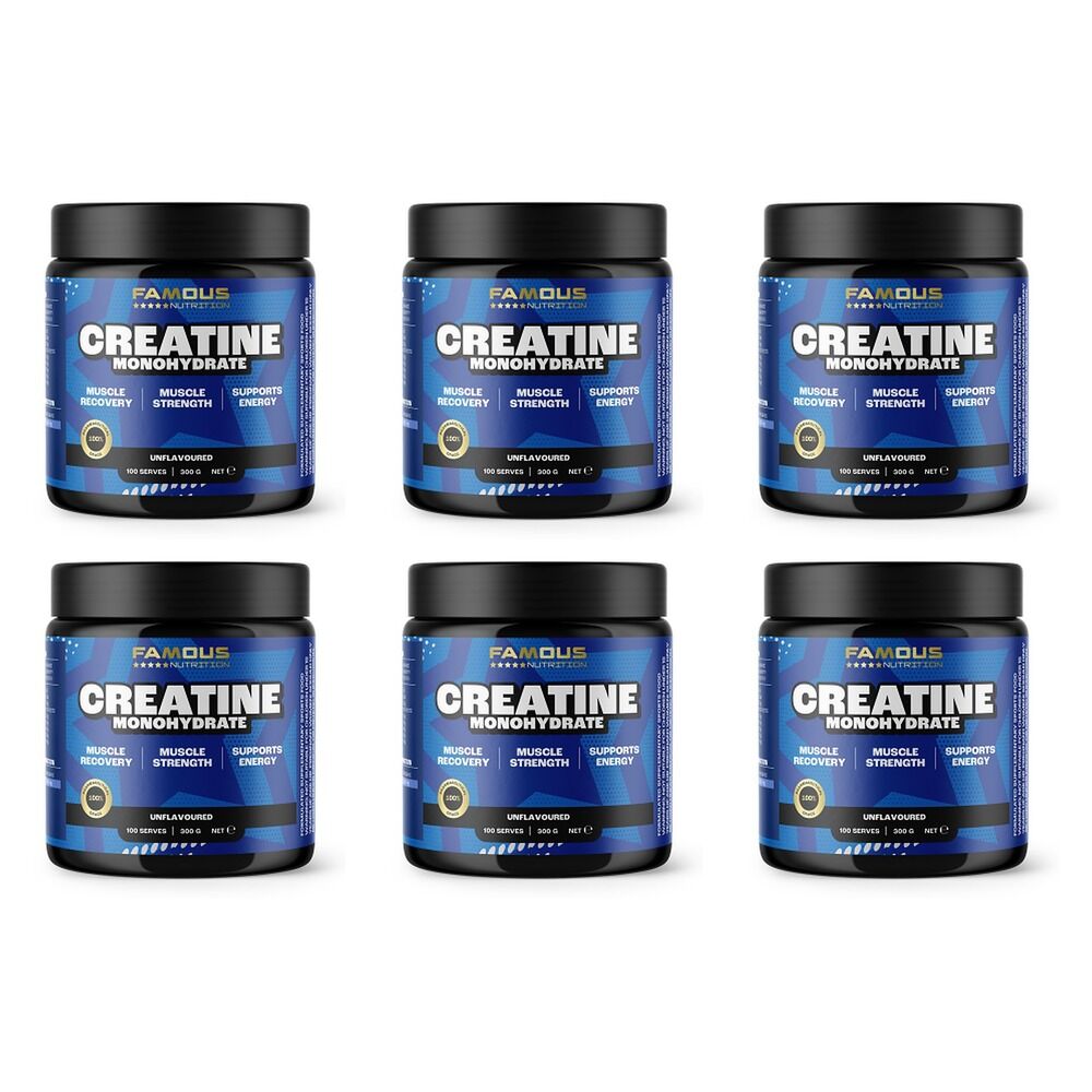 Famous Nutrition Creatine Monohydrate Powder Unflavoured 300g Pack of 6