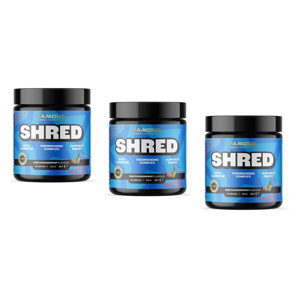 Famous Nutrition Shred Pre-Workout Pine Passion 175g Pack of 3