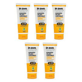 In Awe Kakadu Plum and Coconut Sunscreen Lotion SPF50+ 150g Pack of 5