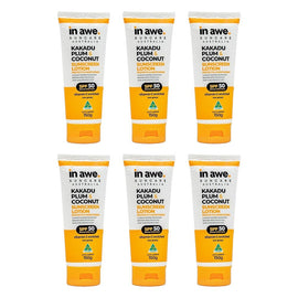 In Awe Kakadu Plum and Coconut Sunscreen Lotion SPF50+ 150g Pack of 6
