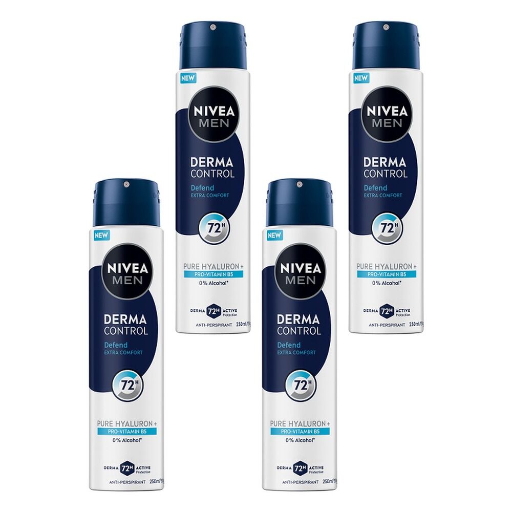NIVEA Men Derma Control Defend Aerosol 250mL Pack of 4