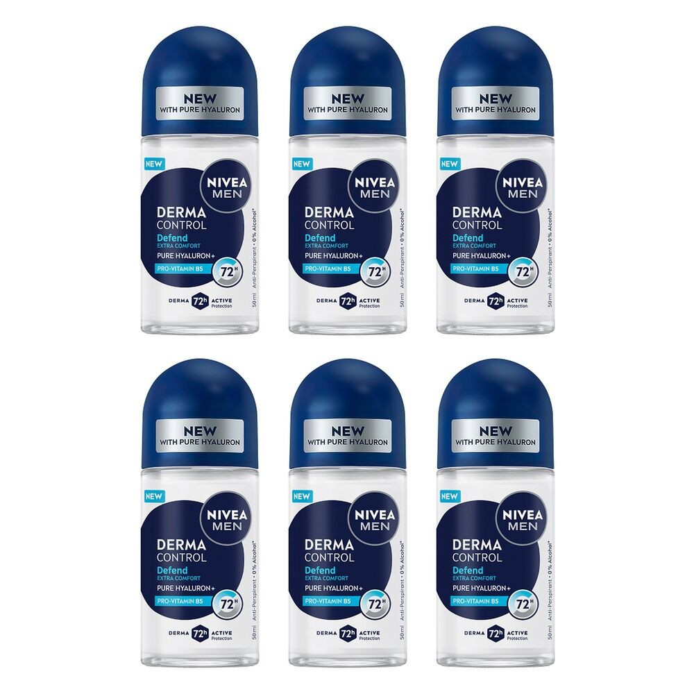 NIVEA Men Derma Control Defend Roll On 50mL x 6 Bundle of 6