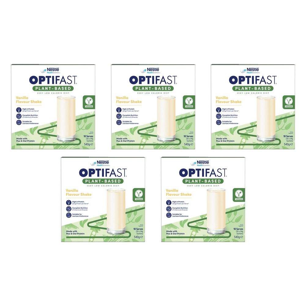 Optifast VLCD Plant-Based Vanilla Flavour Shake 10 x 54g Pack of 5