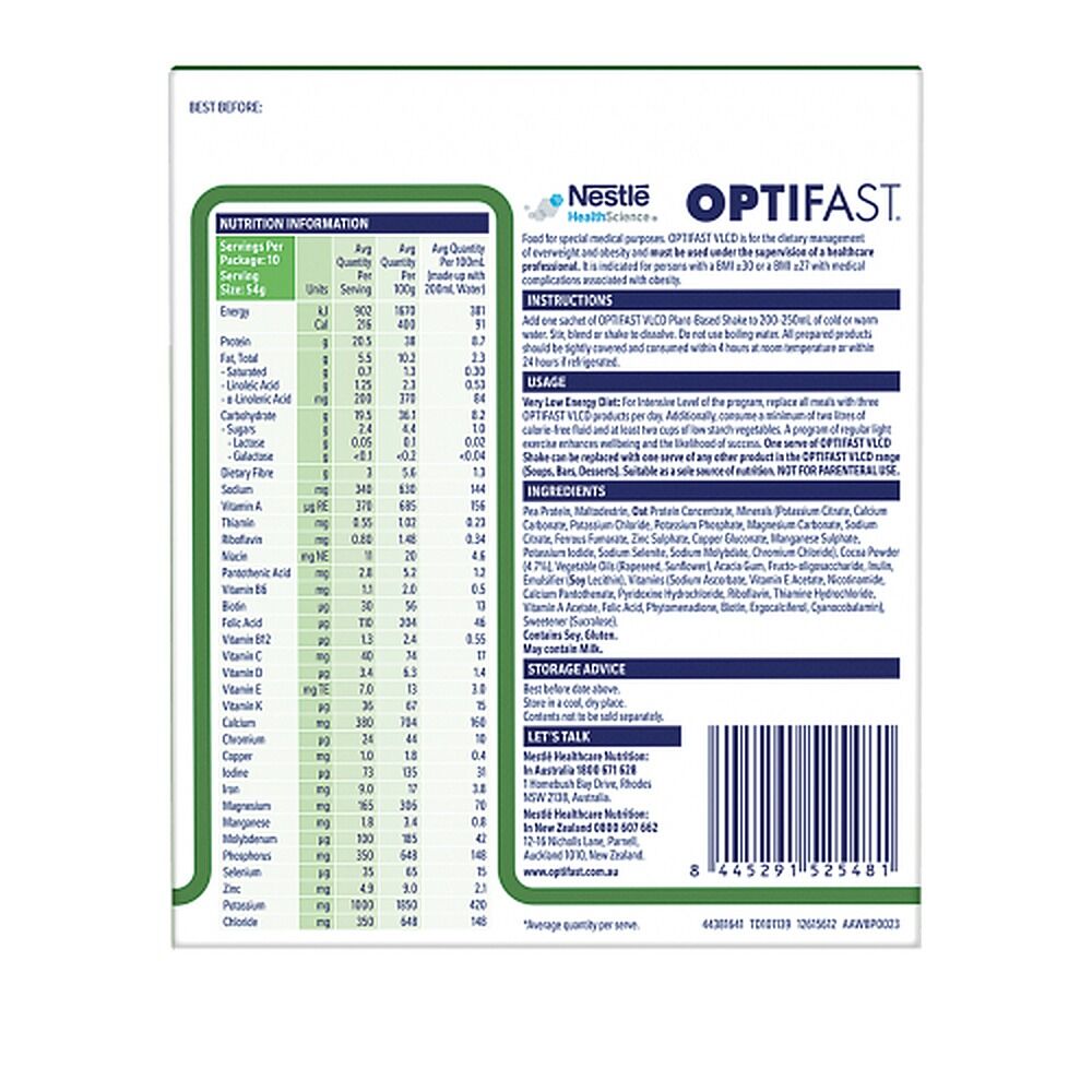 Optifast VLCD Plant-Based Chocolate Shake 10 x 54g