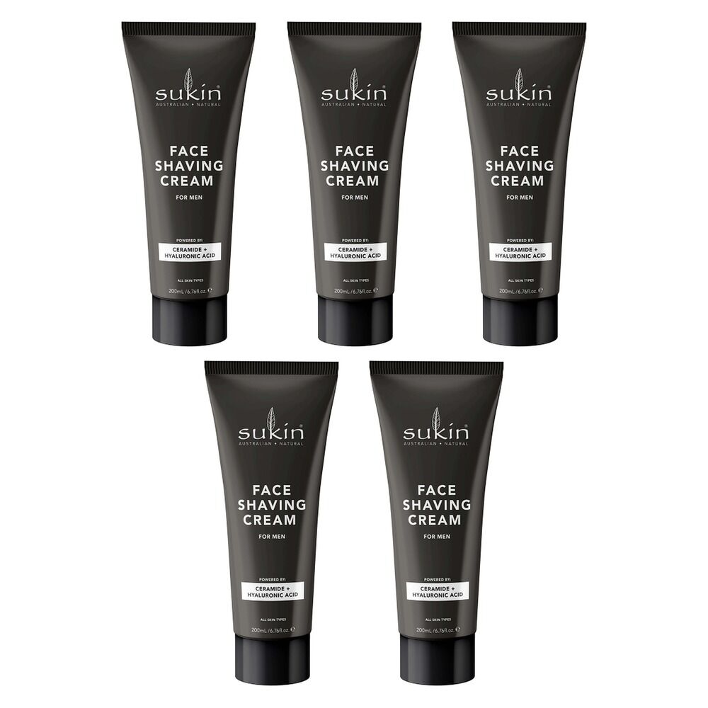 Sukin Men's Shaving Cream 200mL x 6 Bundle of 5