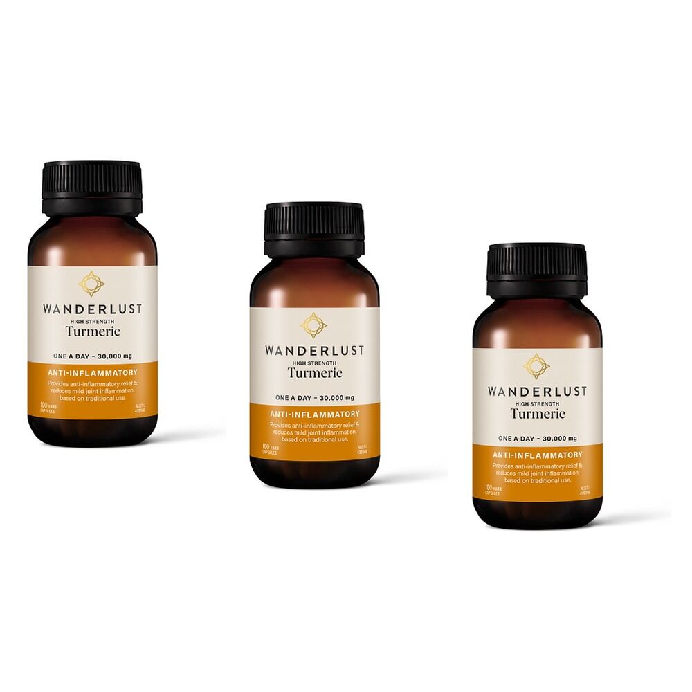 Wanderlust High Strength Turmeric 100 Capsules Pack of 3