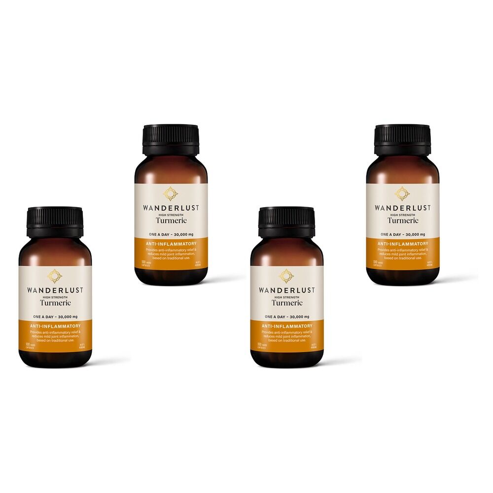 Wanderlust High Strength Turmeric 100 Capsules Pack of 4