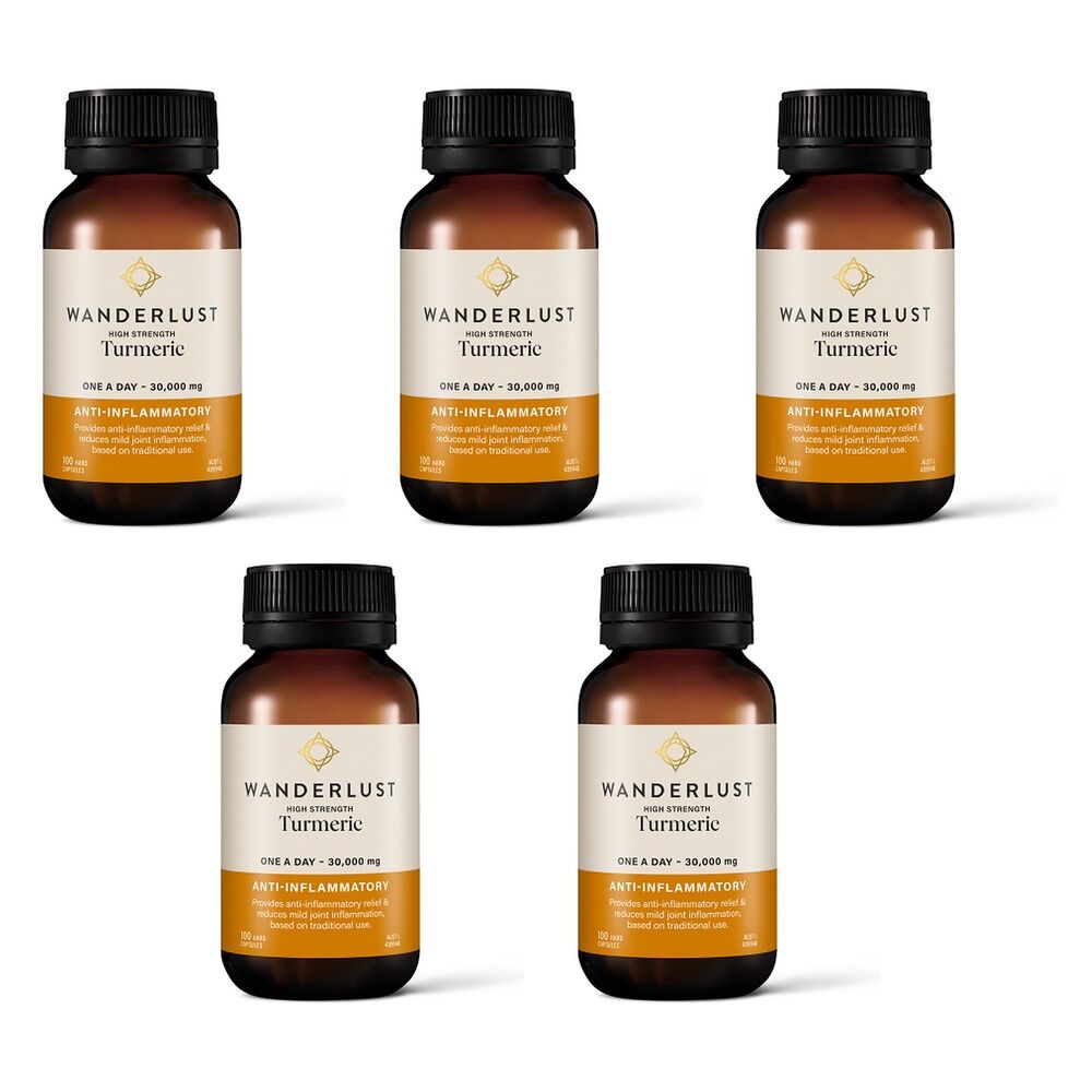 Wanderlust High Strength Turmeric 100 Capsules Pack of 5