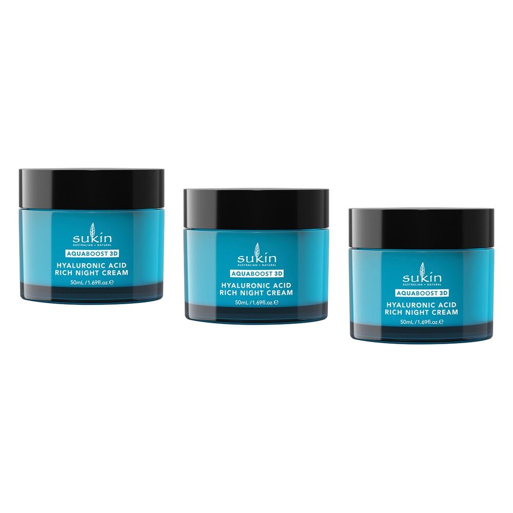 Sukin AquaBoost 3D Hyaluronic Acid Rich Night Cream 50mL Pack of 3