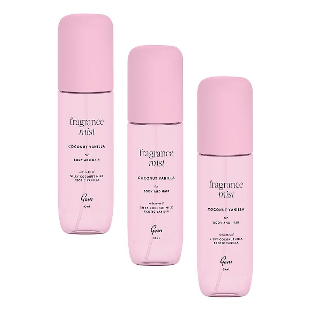GEM Coconut Vanilla Fragrance Mist 90mL Pack of 3