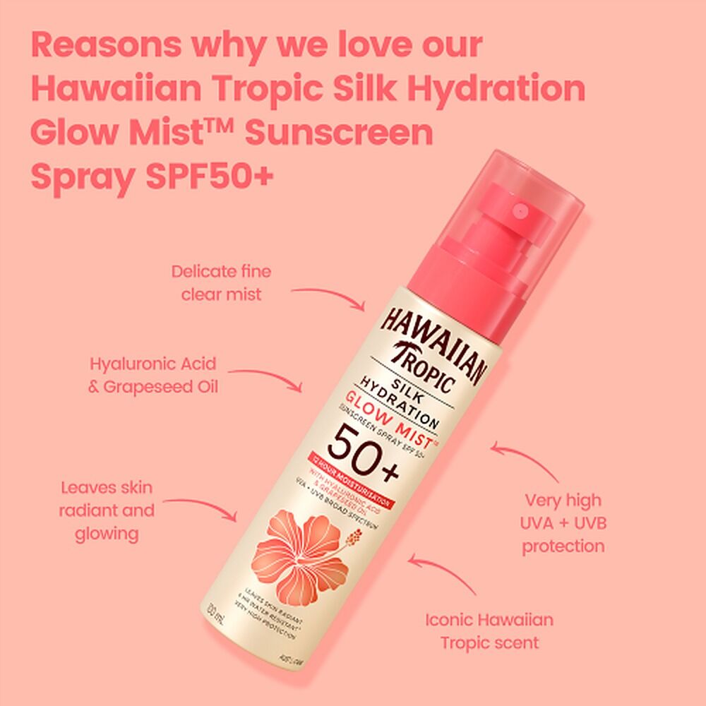 Hawaiian Tropic Silk Hydration Glow Mist Sunscreen Spray SPF50+ 100mL