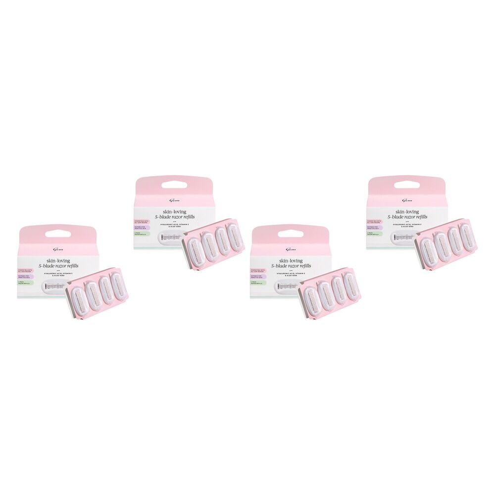 Gem Skin-Loving 5-Blade Razor Refills 4 Pack Bundle of 4