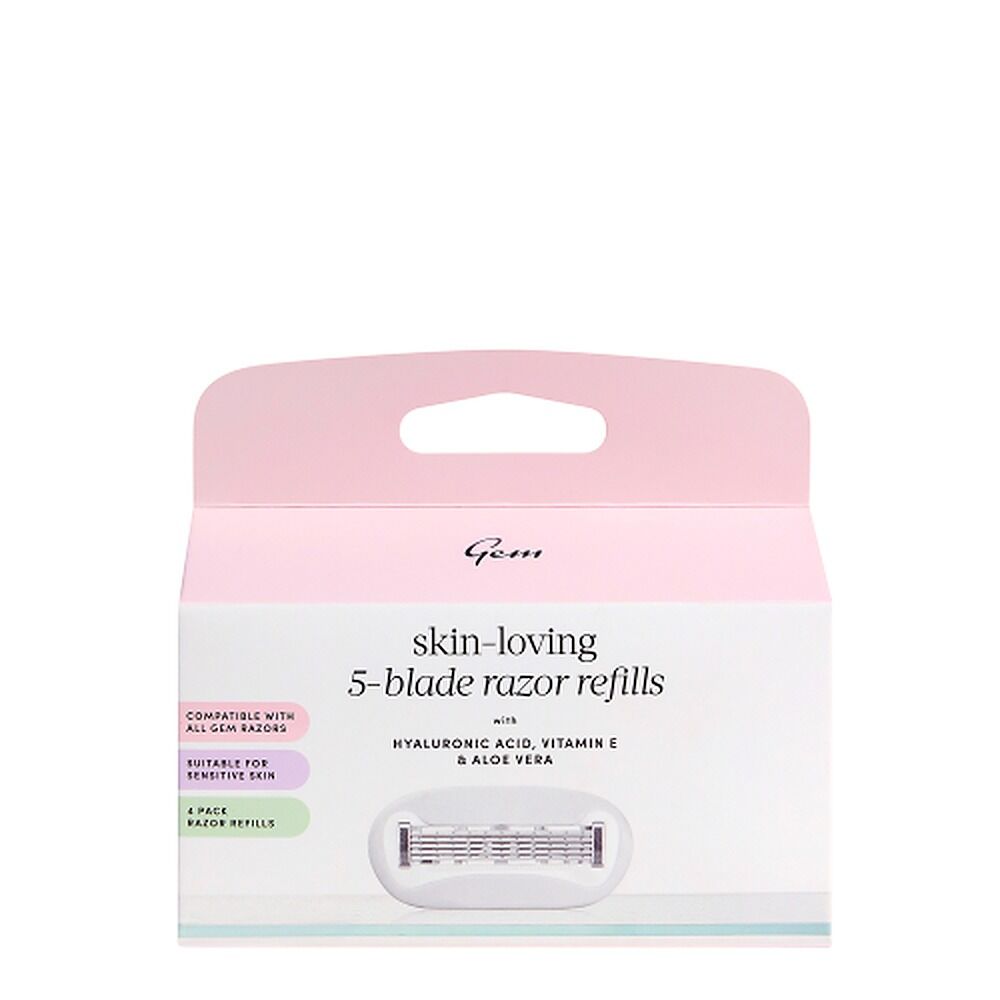Gem Skin-Loving 5-Blade Razor Refills 4 Pack