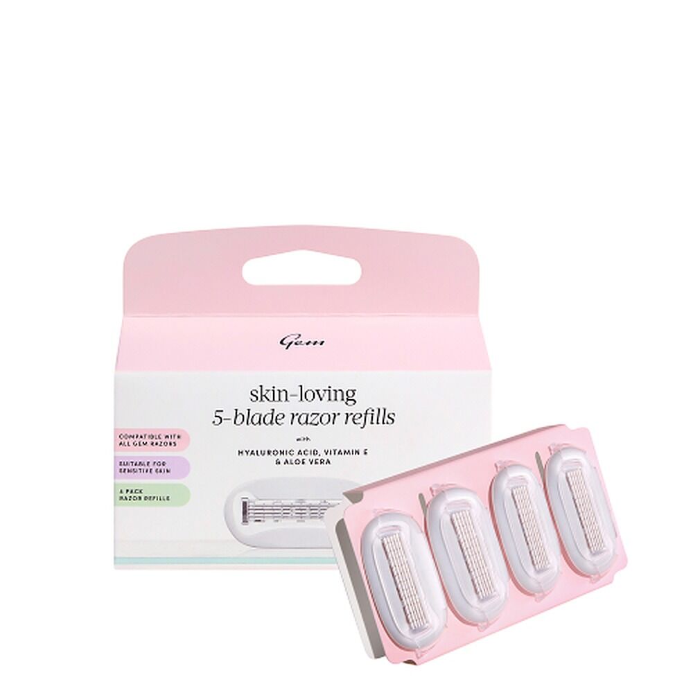Gem Skin-Loving 5-Blade Razor Refills 4 Pack