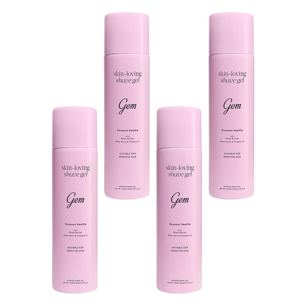 Gem Skin-Loving Shave Gel Coconut Vanilla 195g Pack of 4