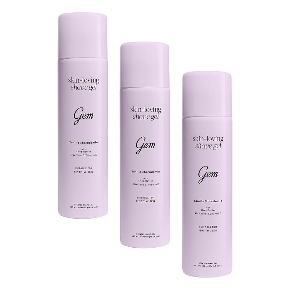 Gem Skin-Loving Shaving Gel Vanilla Macadamia 195g Pack of 3