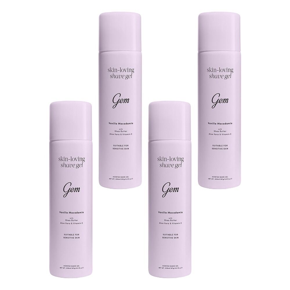 Gem Skin-Loving Shaving Gel Vanilla Macadamia 195g Pack of 4