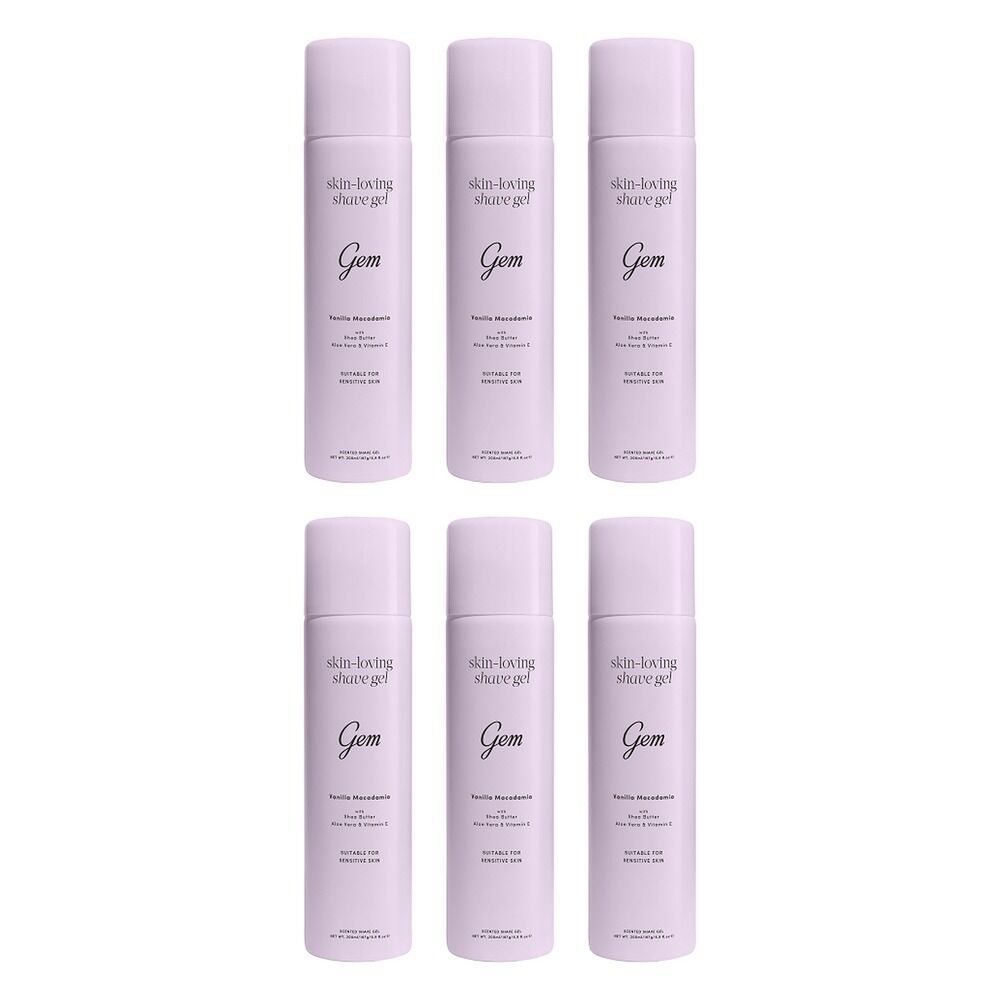 Gem Skin-Loving Shaving Gel Vanilla Macadamia 195g Pack of 6