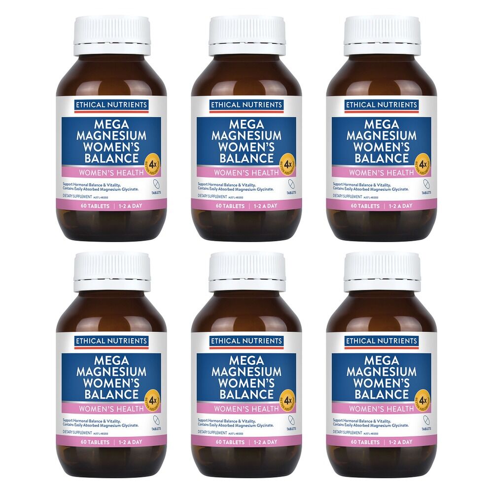 Ethical Nutrients Mega Magnesium Women's Balance 60 Tablets Pack of 6