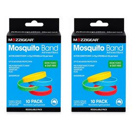 Mozziegear Adults Mosquito Band 10 Pack Bundle of 2