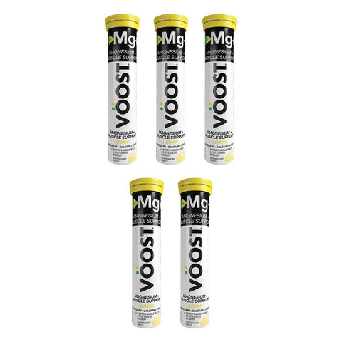 VOOST Magnesium + Muscle Support Lemon Twenty Effervescent Tablets Pack of 5