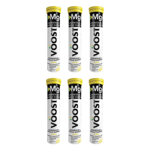 VOOST Magnesium + Muscle Support Lemon Twenty Effervescent Tablets Pack of 6
