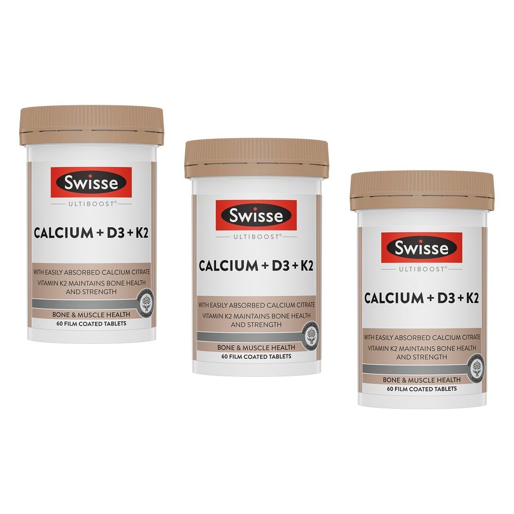 Swisse Ultiboost Calcium + D3 + K2 60 Tablets Pack of 3