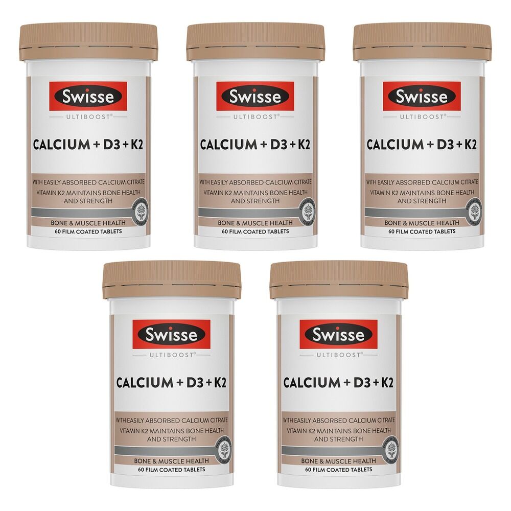 Swisse Ultiboost Calcium + D3 + K2 60 Tablets Pack of 5