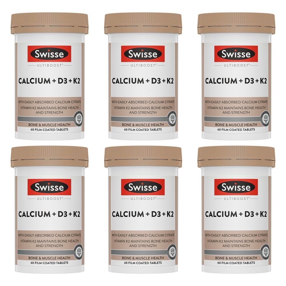 Swisse Ultiboost Calcium + D3 + K2 60 Tablets Pack of 6