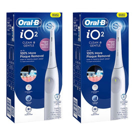 Oral-B iO2 Clean & Gentle Rechargeable Toothbrush White Pack of 2