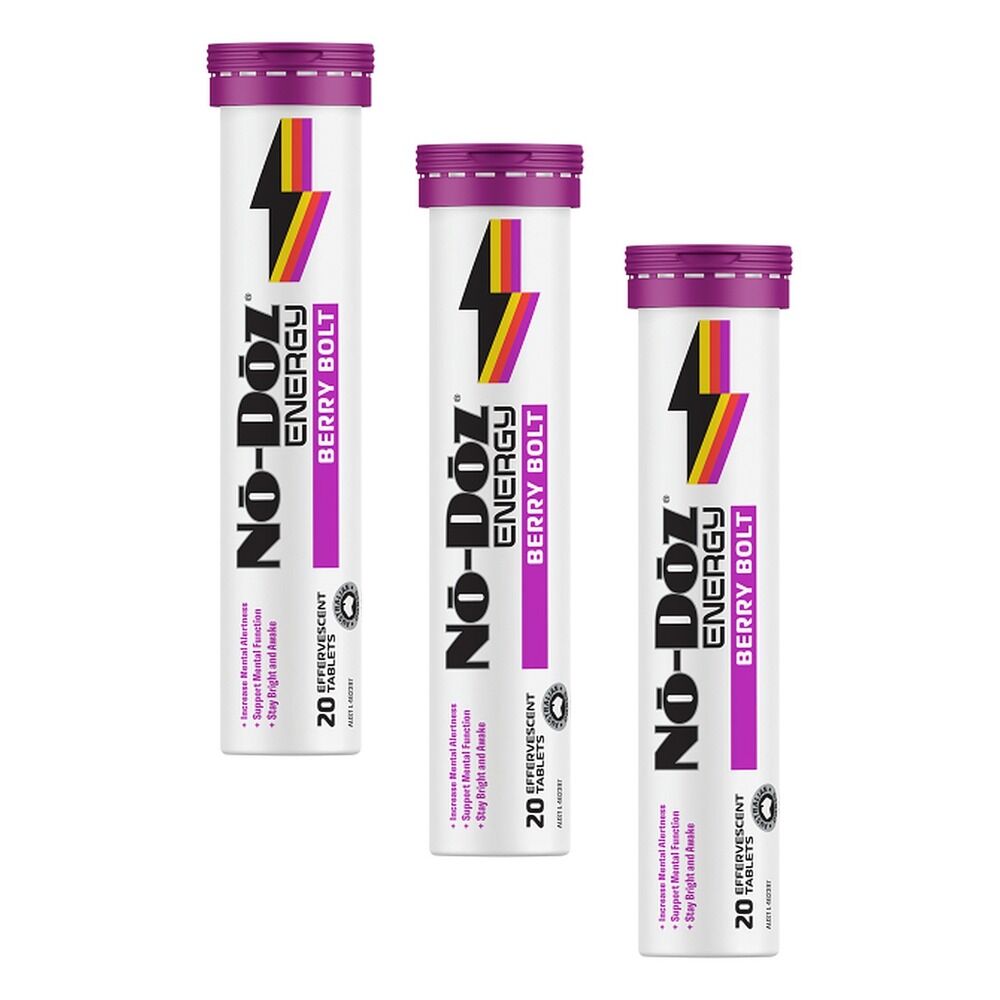 No-Doz Energy Berry Bolt 20 Effervescent Tablets Pack of 3