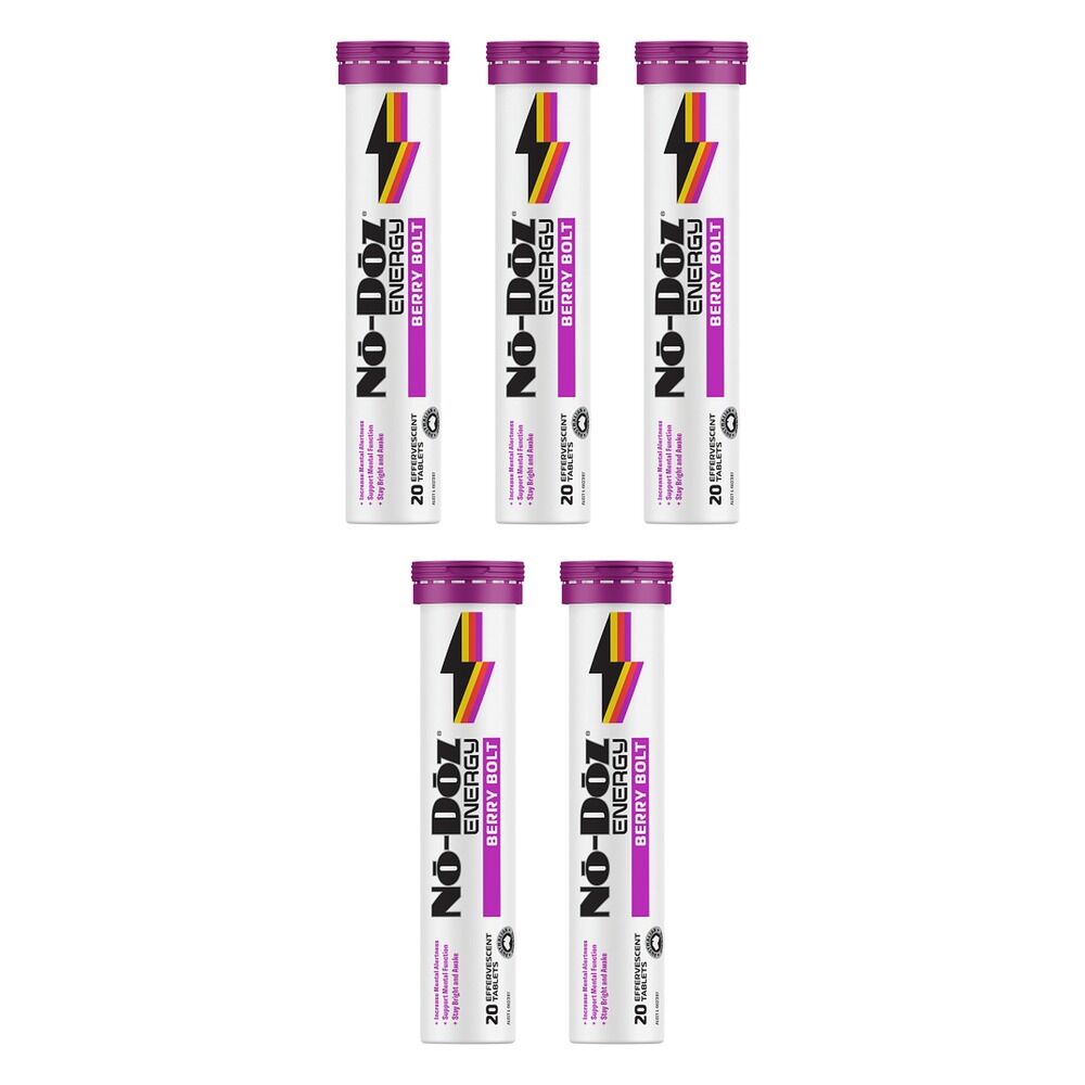 No-Doz Energy Berry Bolt 20 Effervescent Tablets Pack of 5