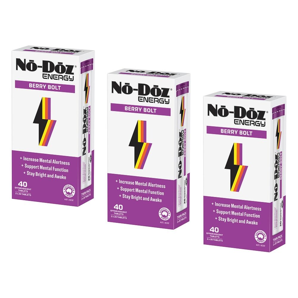 No-Doz Energy Berry Bolt 2 x 20 Effervescent Tablets Pack of 3