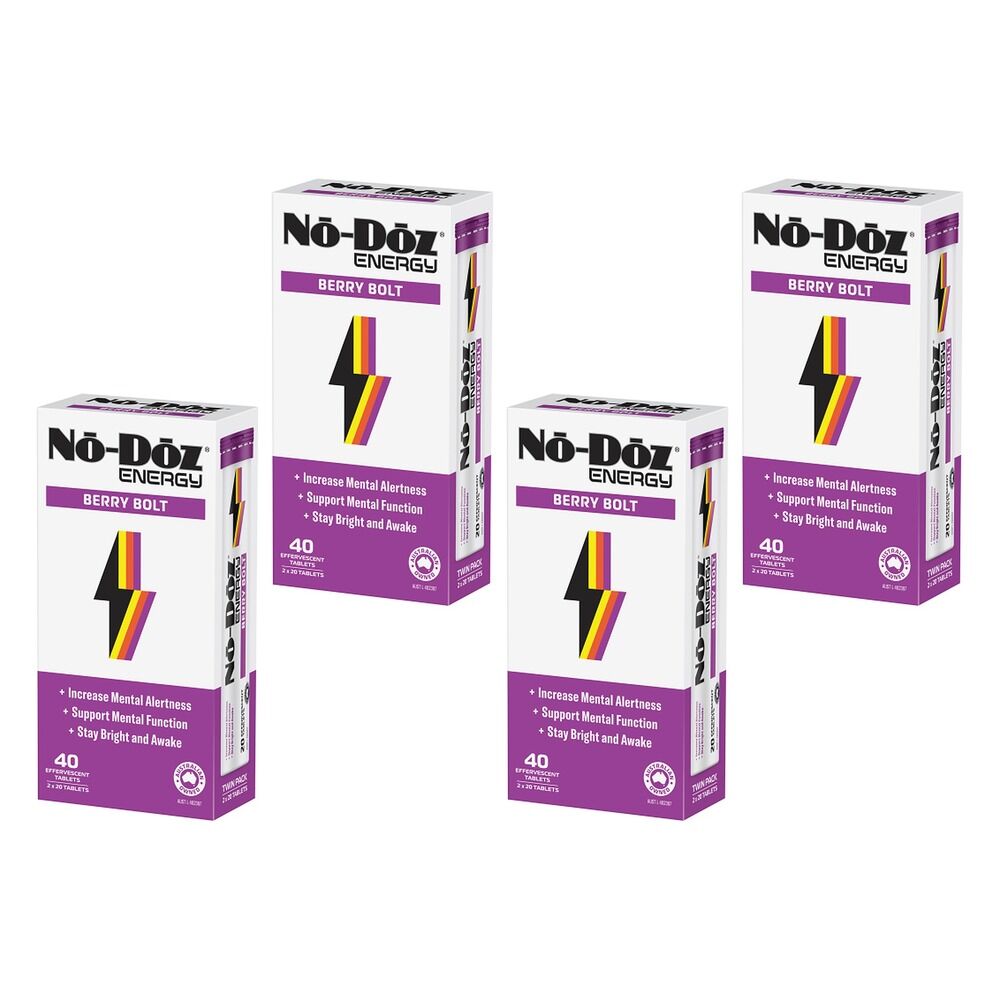 No-Doz Energy Berry Bolt 2 x 20 Effervescent Tablets Pack of 4