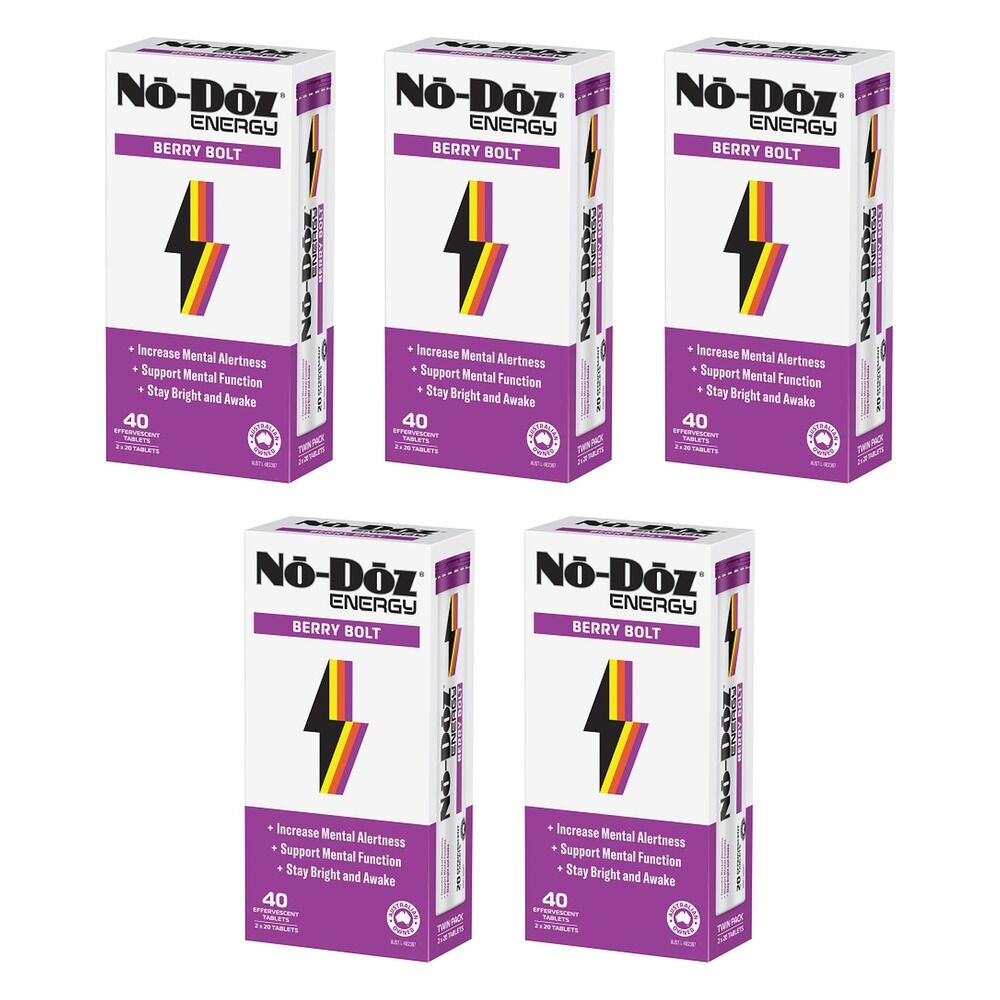 No-Doz Energy Berry Bolt 2 x 20 Effervescent Tablets Pack of 5