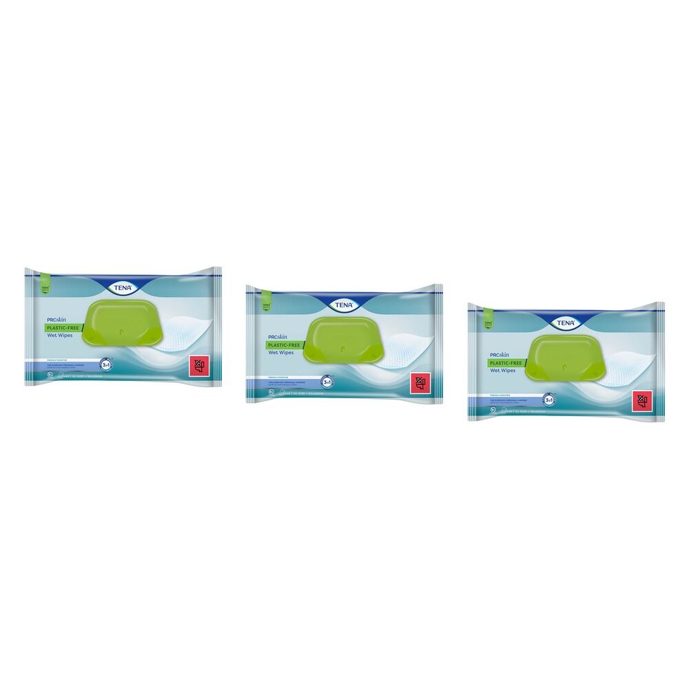 Tena ProSkin Plastic-Free Wet Wipes 48 Wipes Pack of 3