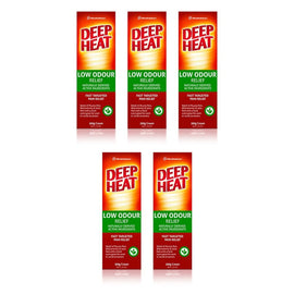 Deep Heat Low Odour Pain Relief Cream 100g Pack of 5