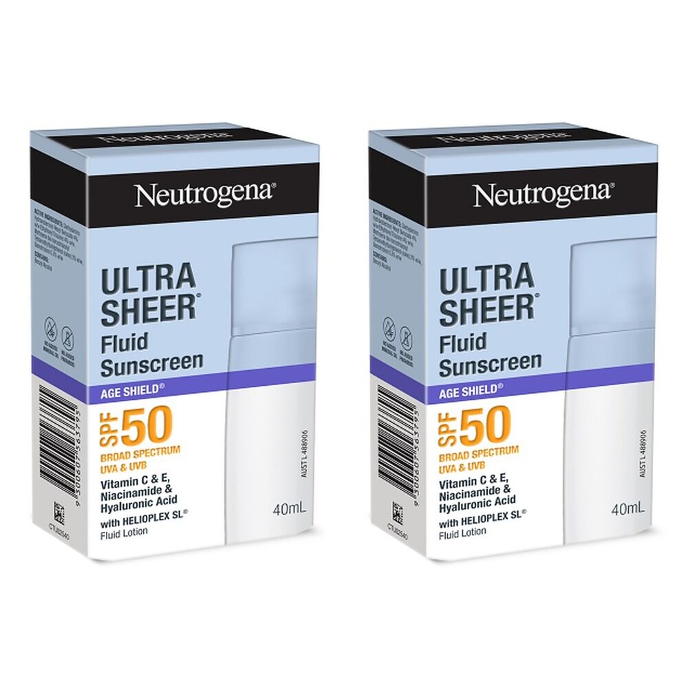 Neutrogena Ultra Sheer Fluid Sunscreen SPF50 40mL Pack of 2